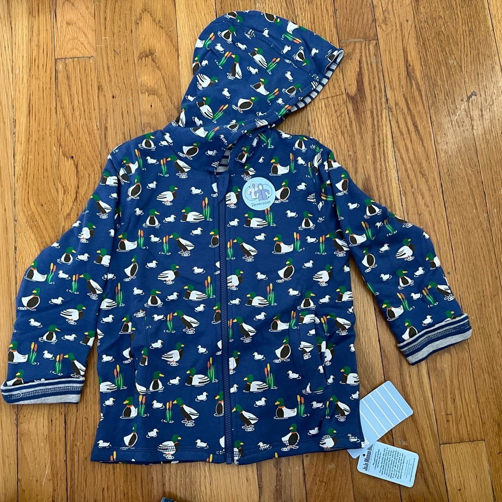 NWT JoJo Maman Bebe Reversible Mallard Print Hoodie 3-4y